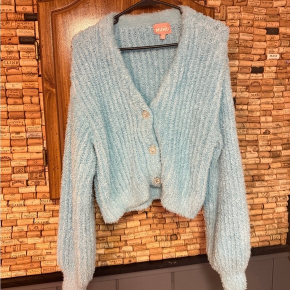 Show Me Your Mumu Women's Clemmie Cardi in Highlighter blue size XS - Picture 3 of 10